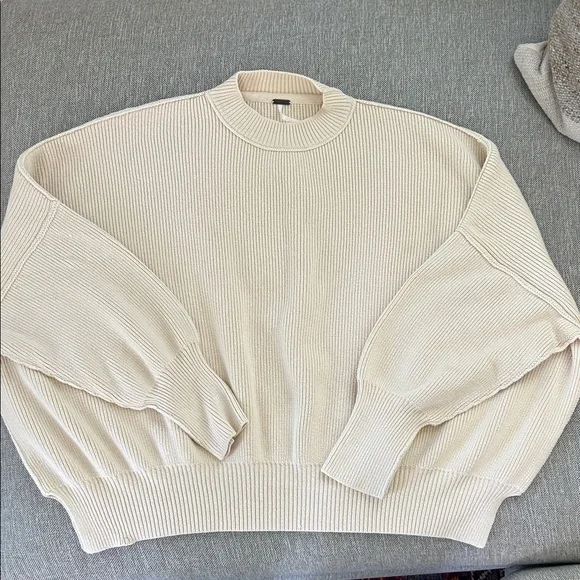 Free People Ivory Ribbed Knit Top - Picture 1 of 3